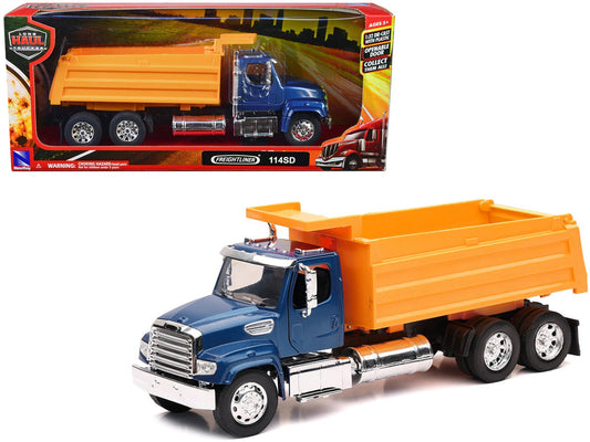 Freightliner 114SD Dump Truck Blue and Yellow "Long Haul Trucker" Series 1/32 Diecast Model by New Ray free shipping USA - Rapid Vehicles