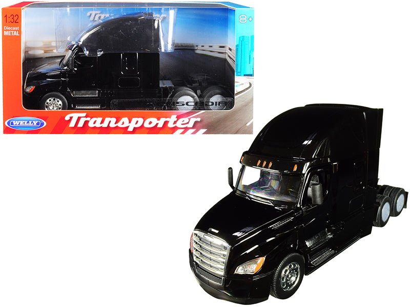 Freightliner Cascadia Truck Black "Transporter" 1/32 Diecast Model by Welly free shipping USA - Rapid Vehicles