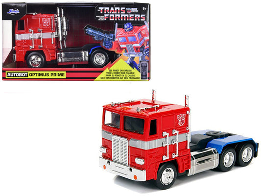 G1 Autobot Optimus Prime Truck Red with Robot on Chassis from "Transformers" TV Series "Hollywood Rides" Series 1/32 Diecast Model by Jada free shipping USA - Rapid Vehicles