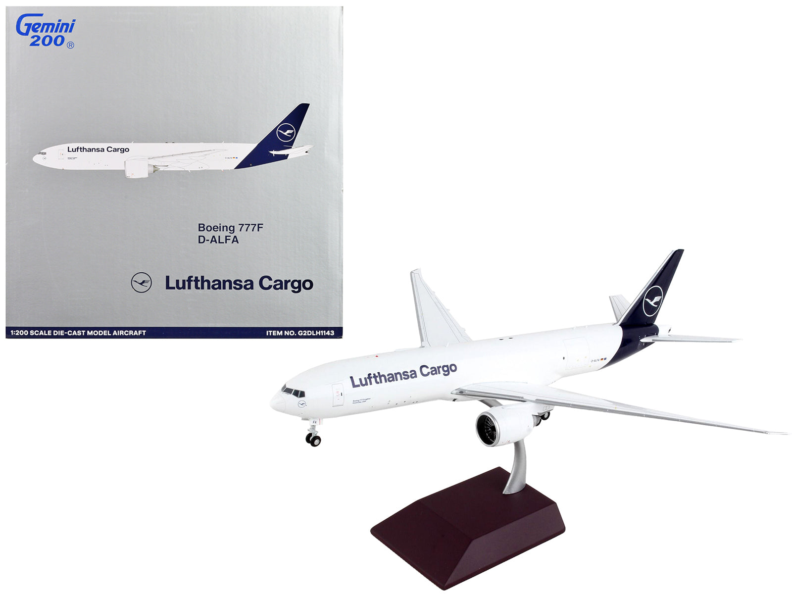 Boeing 777F Commercial Aircraft "Lufthansa Cargo" White with Blue Tail "Gemini 200" Series 1/200 Diecast Model Airplane by GeminiJets free shipping USA