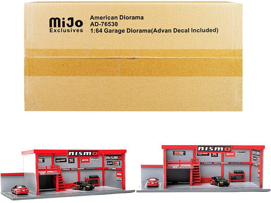 "Garage Diorama Advan" Diorama with Decals for 1/64 Scale Models by American Diorama free shipping USA - Rapid Vehicles