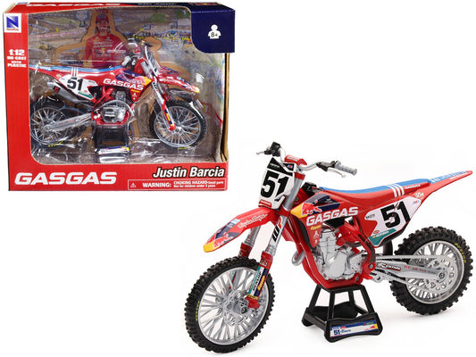 GasGas MC 450F Motorcycle 51 Justin Barcia "GasGas Factory Racing - Red Bull" 1/12 Diecast Model by New Ray free shipping USA - Rapid Vehicles