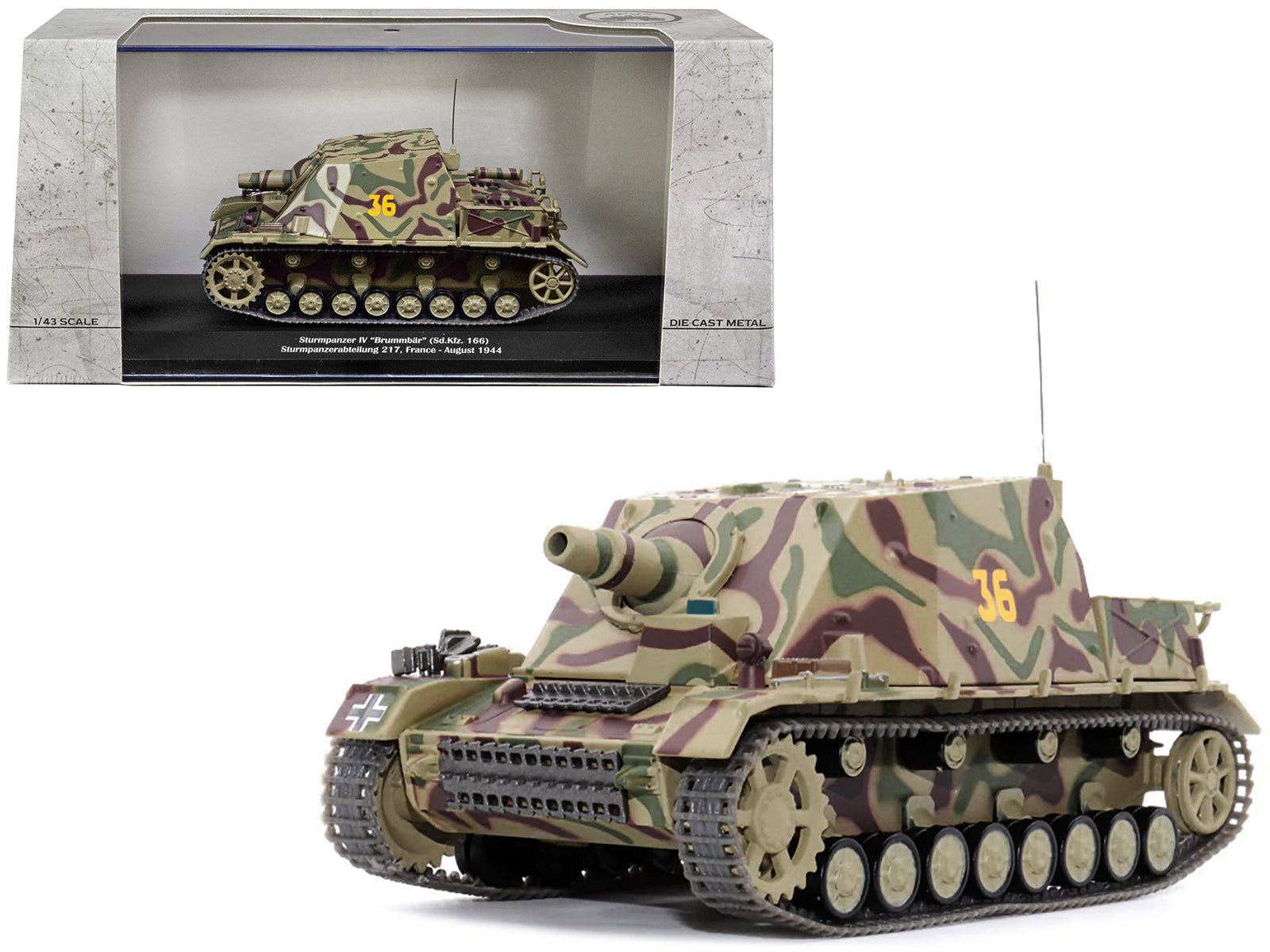 German Sd. Kfz. 166 "Sturmpanzer IV" "Brummbar" 36 "Germany Sturmpanzerabteilung 217 France August 1944" 1/43 Diecast Model by AFVs of WWII free shipping USA - Rapid Vehicles