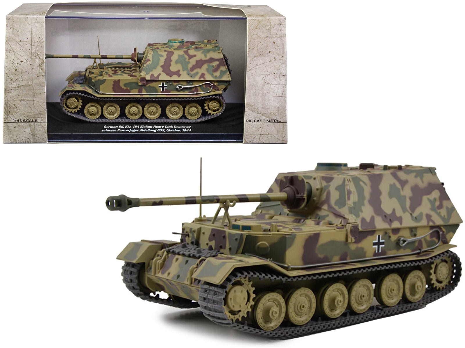 German Sd. Kfz. 184 Elefant Heavy Tank Destroyer "Schwere Panzerjager Abteilung 653 Ukraine 1944" 1/43 Diecast Model by AFVs of WWII free shipping USA - Rapid Vehicles