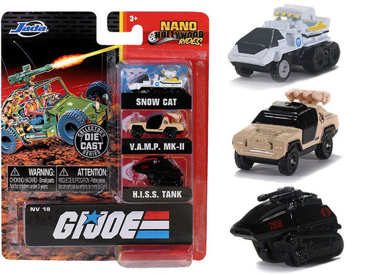 "G.I. Joe" 3 piece Set "Nano Hollywood Rides" Diecast Models by Jada free shipping USA - Rapid Vehicles