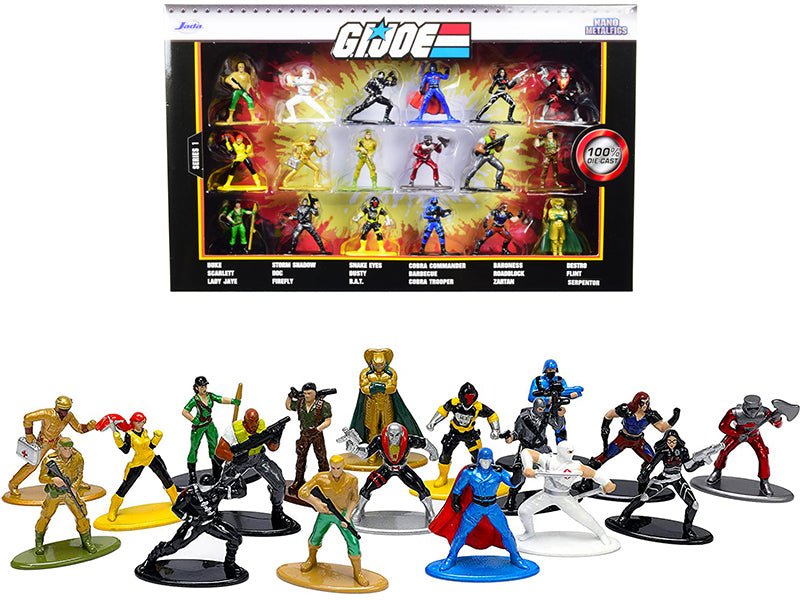 "G.I. Joe" Set of 18 Diecast Figurines "Nano Metalfigs" Series by Jada free shipping USA - Rapid Vehicles