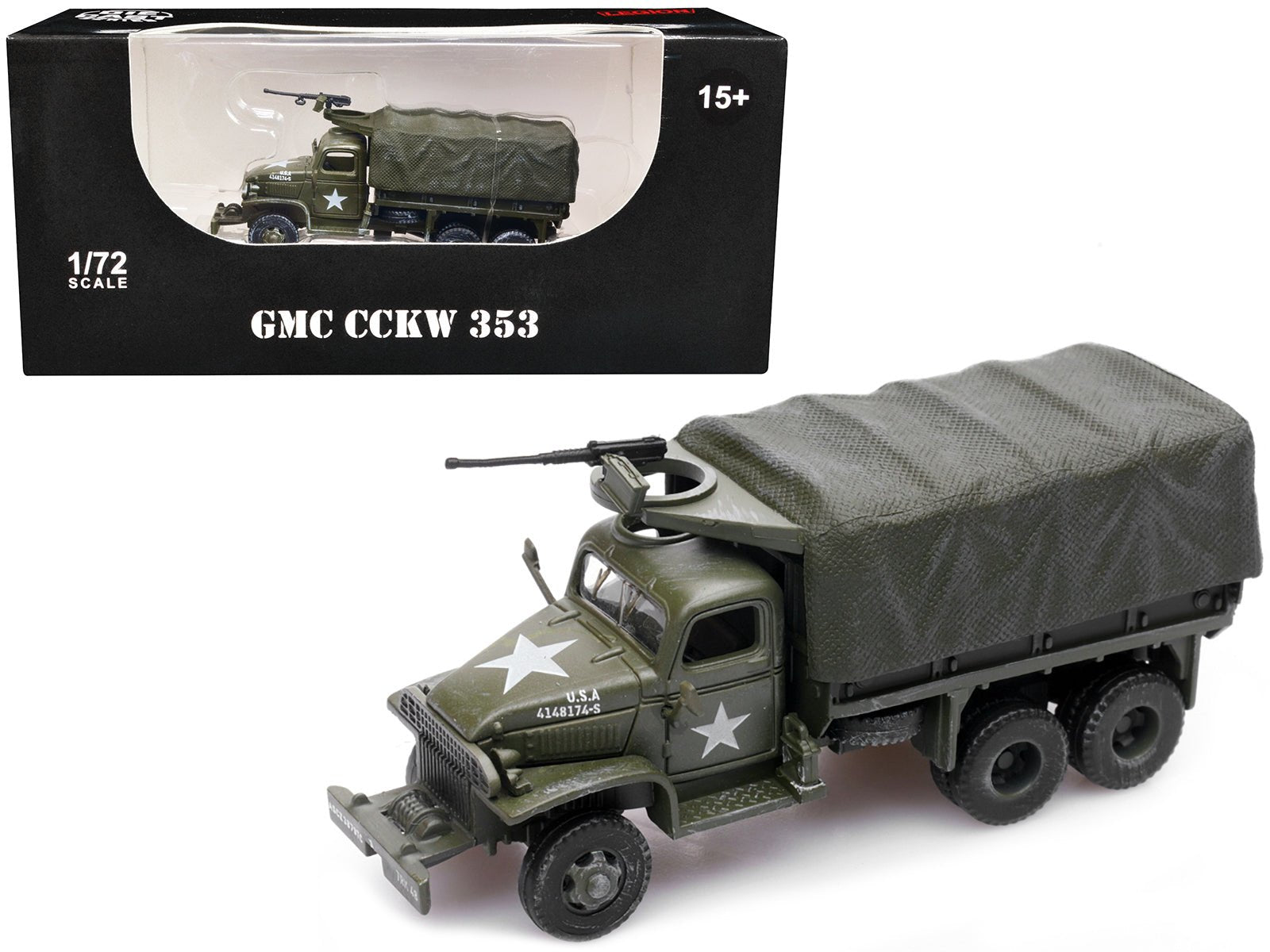 GMC CCKW 353 Truck With Mounted Gun Olive Drab "4148174-S" US Army World War II 1/72 Diecast Model by Legion free shipping USA - Rapid Vehicles