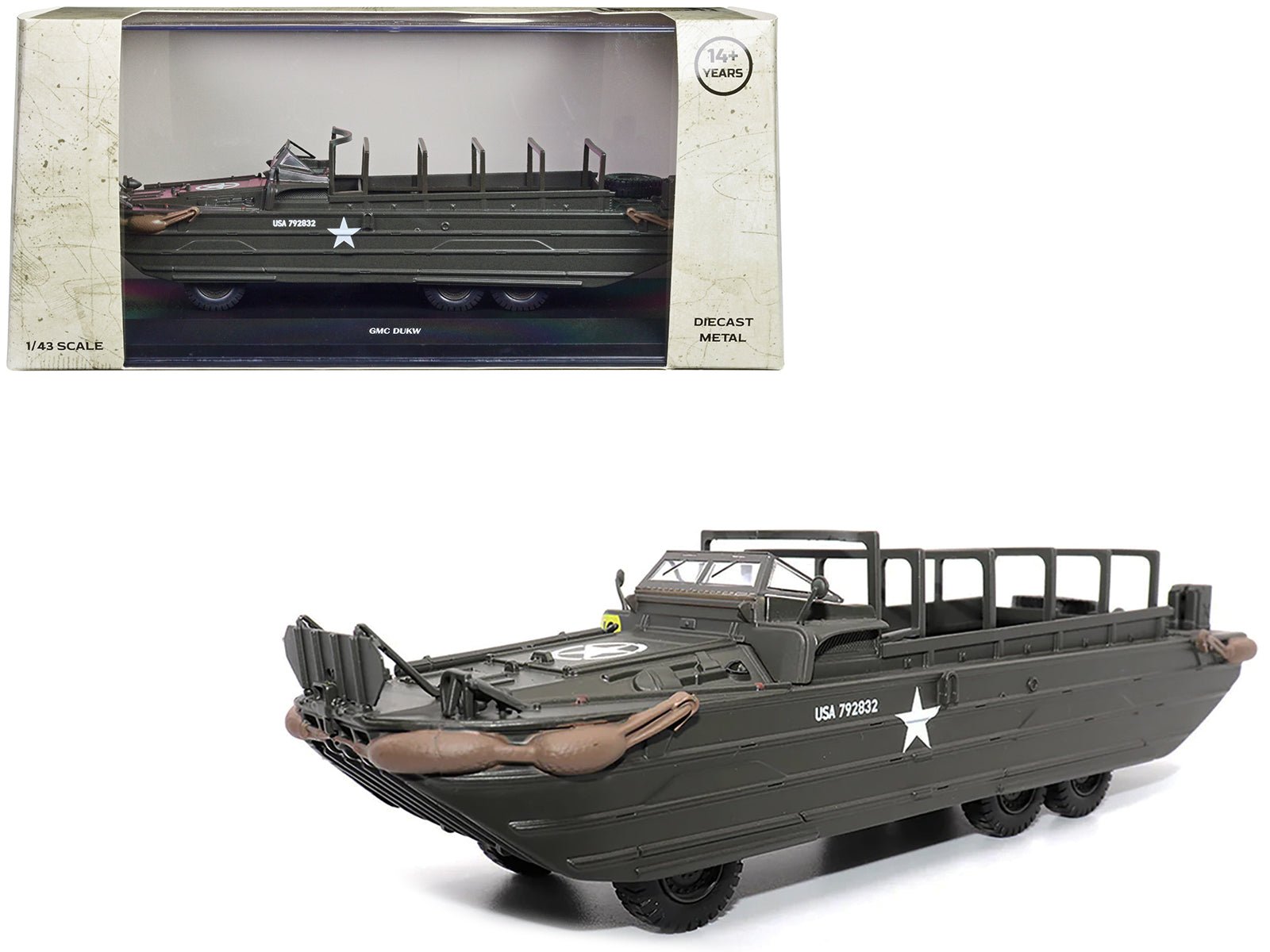GMC DUKW Amphibious Vehicle Olive Drab "United States Army" 1/43 Diecast Model by Militaria Die Cast free shipping USA - Rapid Vehicles