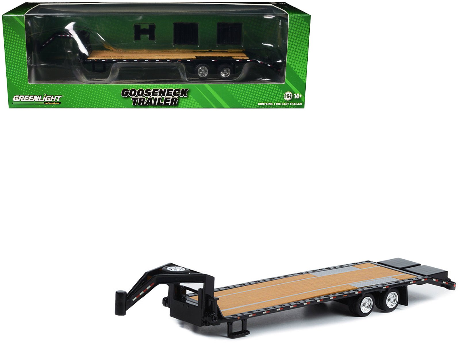 Gooseneck Trailer Black (In Box) 1/64 Diecast Model Car by Greenlight free shipping USA - Rapid Vehicles