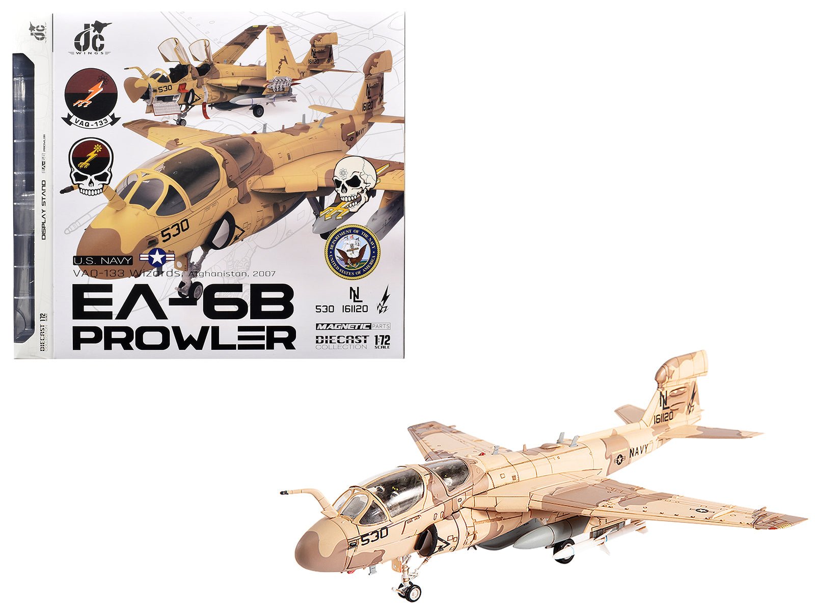 Grumman EA - 6B Prowler Attack Aircraft "VAQ - 133 Wizards Afghanistan" (2007) United States Navy 1/72 Diecast Model by JC Wings free shipping USA - Rapid Vehicles
