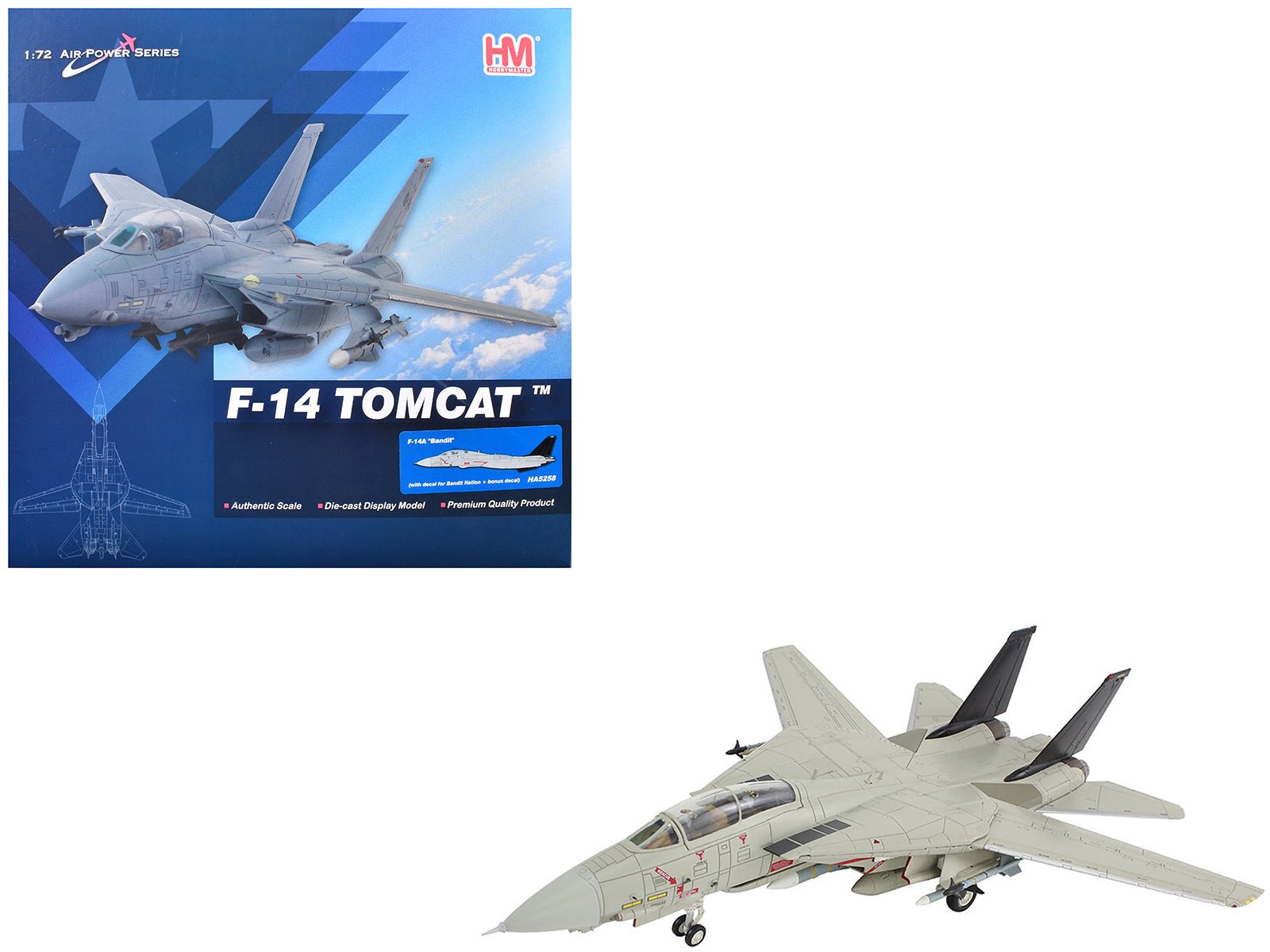 Grumman F - 14A Tomcat Fighter Aircraft "Bandit Rogue Nation" United States Navy "Air Power Series" 1/72 Diecast Model by Hobby Master free shipping USA - Rapid Vehicles