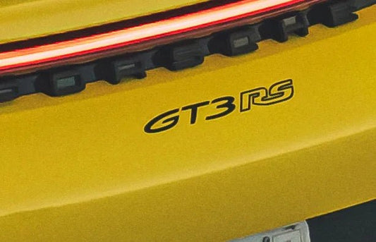 "GT3 RS" Rear Bumper Vinyl Logo Decal Emblem for Porsche Vehicles (992) - Rapid Vehicles