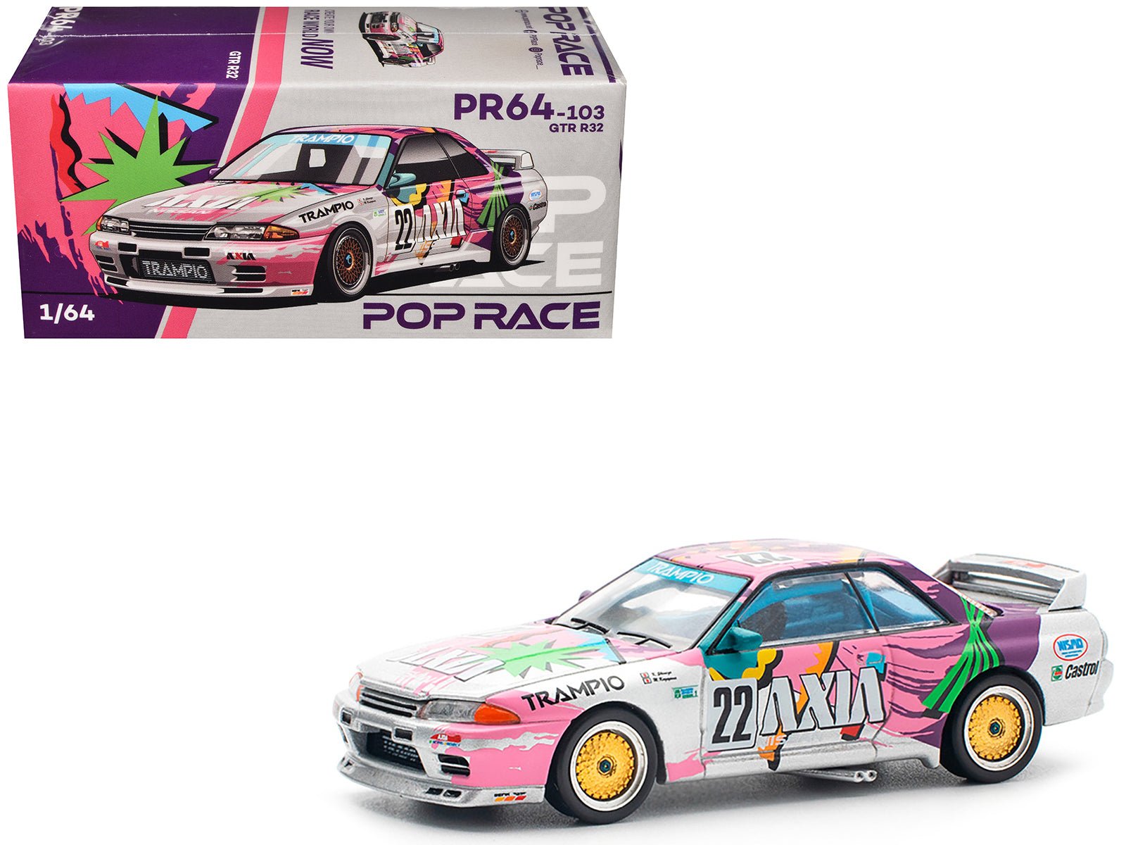 GTR R32 RHD (Right Hand Drive) 22 Masahiko Kageyama - Kazuo Shimizu "Axia" Group A "Japanese Touring Car Championship" (1991) 1/64 Diecast Model Car by Pop Race free shipping USA - Rapid Vehicles