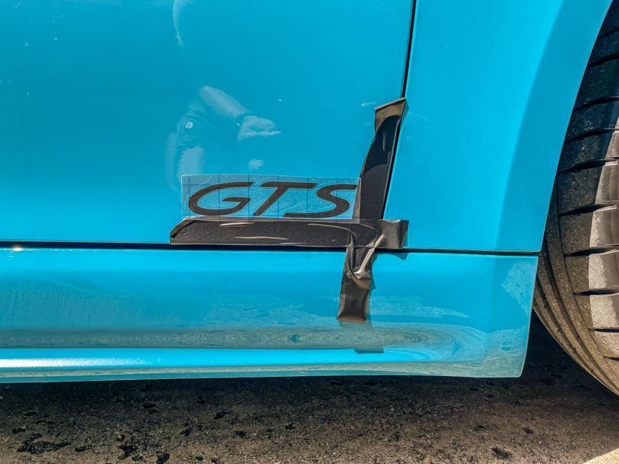 "GTS" Door Vinyl Logo Emblems for Porsche Vehicles (Boxter, Cayman, 911, Macan, Cayenne, Panamera) - Rapid Vehicles