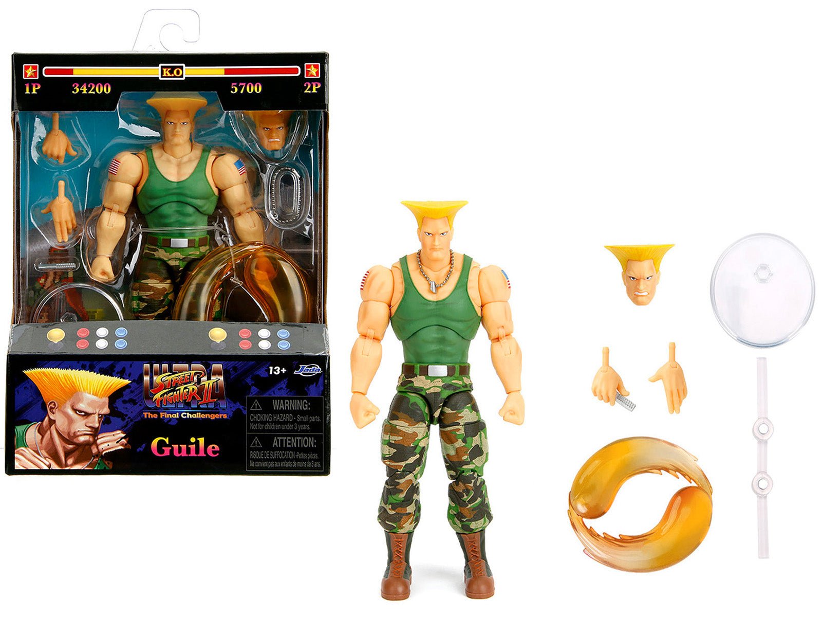 Guile 6" Moveable Figure with Accessories and Alternate Head and Hands "Ultra Street Fighter II: The Final Challengers" (2017) Video Game Model by Jada free shipping USA - Rapid Vehicles
