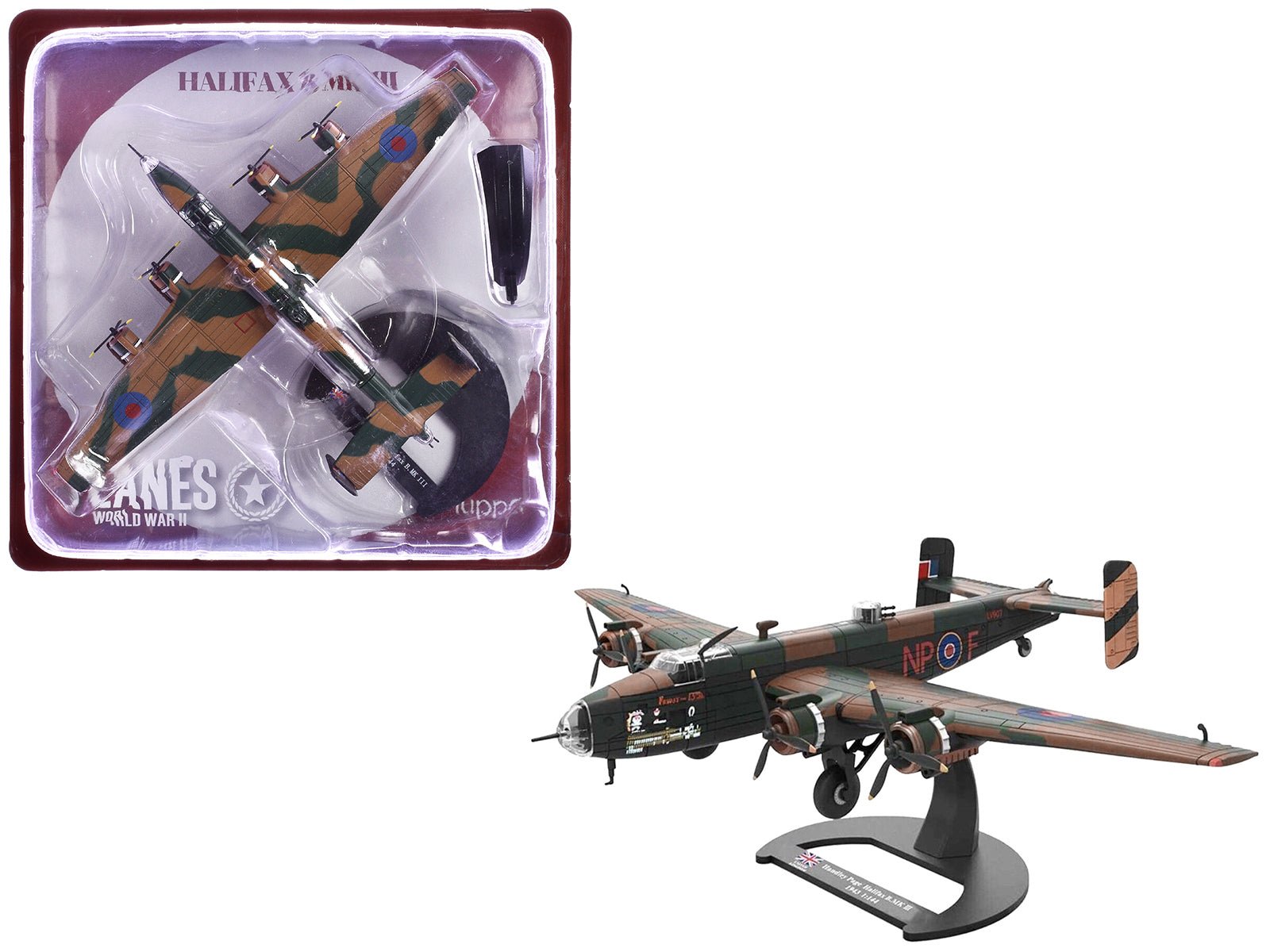 Handley Page Halifax B.MK III Bomber Aircraft "No. 158 Squadron RAF Lissett Yorkshire" Royal Air Force (1944) "Planes of World War II" Series 1/144 Diecast Model Airplane by Luppa free shipping USA - Rapid Vehicles