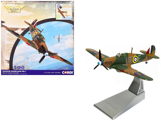 Hawker Hurricane Mk.I Fighter Aircraft "Pilot Officer William 'Billy' Fiske No. 601 Squadron Battle of Britain" (1940) British Royal Air Force "The Aviation Archive" Series 1/72 Diecast Model by Corgi free shipping USA - Rapid Vehicles