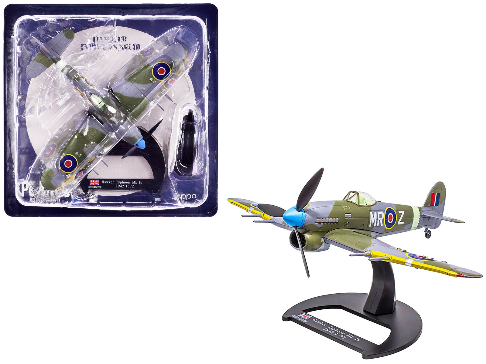Hawker Typhoon Mk IB Fighter - Bomber Aircraft "No. 245 (Northern Rhodesian) Squadron" Royal Air Force (1942) "Planes of World War II" Series 1/72 Diecast Model Airplane by Luppa free shipping USA - Rapid Vehicles