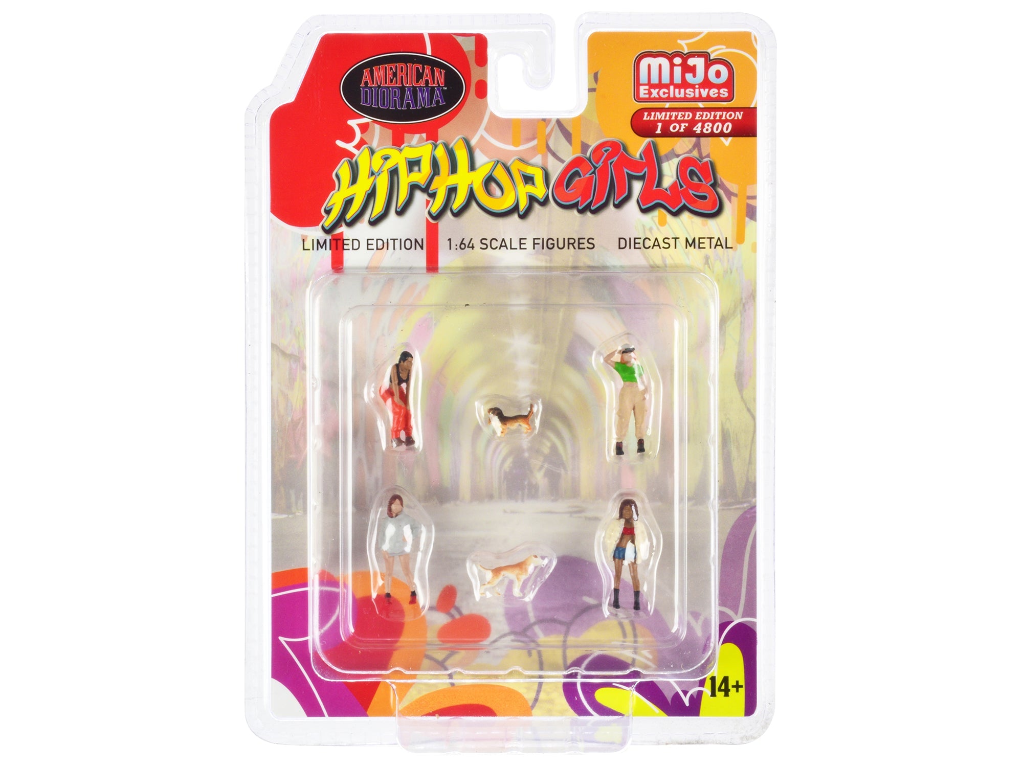"Hip Hop Girls" 6 piece Diecast Set (4 Women 2 Dog Figures) Limited Edition to 4800 pieces Worldwide 1/64 Scale Models by American Diorama free shipping USA - Rapid Vehicles
