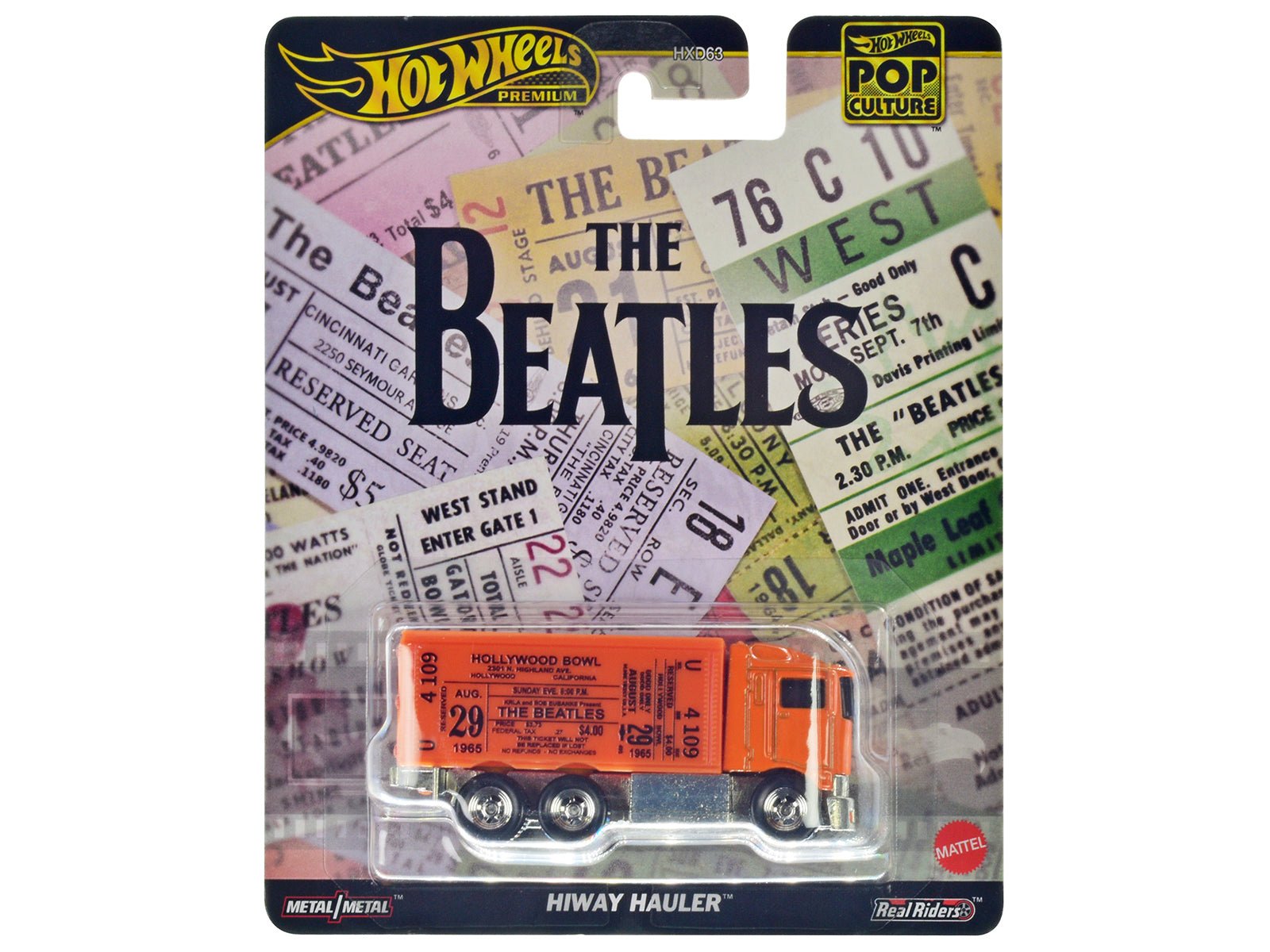 Hiway Hauler Orange with Concert Ticket Graphics "The Beatles" "Pop Culture" Series Diecast Model Car by Hot Wheels free shipping USA - Rapid Vehicles