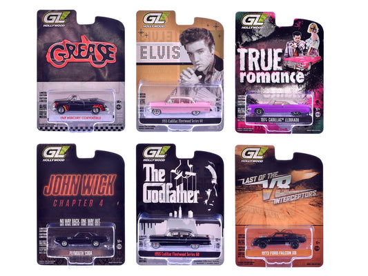 "Hollywood Greatest Hits" (2025) Set of 6 pieces 1/64 Diecast Model Cars by Greenlight free shipping USA - Rapid Vehicles
