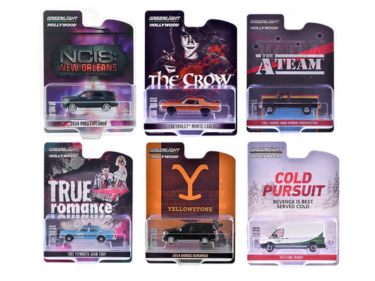 "Hollywood Series" Set of 6 pieces Release 43 1/64 Diecast Model Cars by Greenlight free shipping USA - Rapid Vehicles