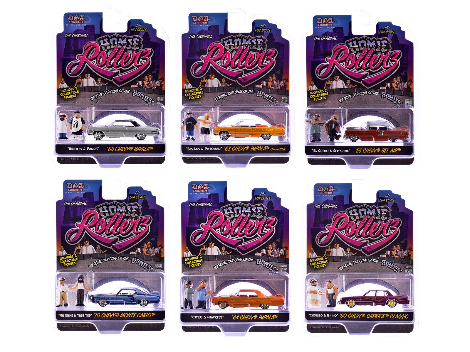 "Homie Rollerz" 2025 Series 1 Set of 6 Pieces Diecast Model Cars by Greenlight and DGA free shipping USA - Rapid Vehicles