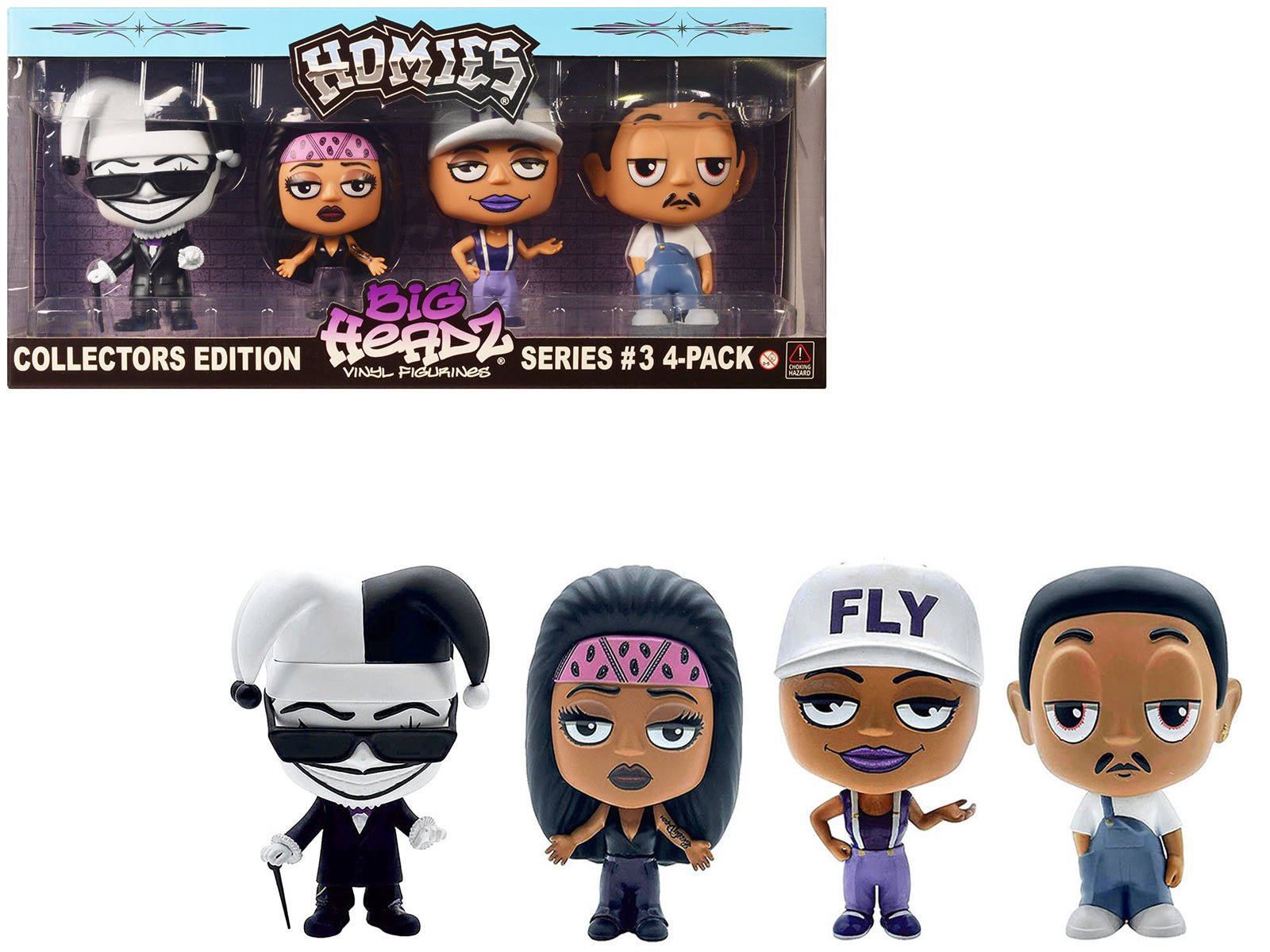 "Homies Big Headz" Series 3 Collector's Edition 4 - Pack of Figures by Homies - Rapid Vehicles