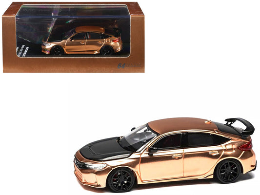 Honda Civic Type R (FL5) RHD (Right Hand Drive) Electroplating Copper Metallic with Carbon Hood "Hong Kong Toycar Salon 2025" "Senior 64" Series Limited Edition to 599 pieces Worldwide 1/64 Diecast Model Car by MotorHelix free shipping USA - Rapid Vehicles