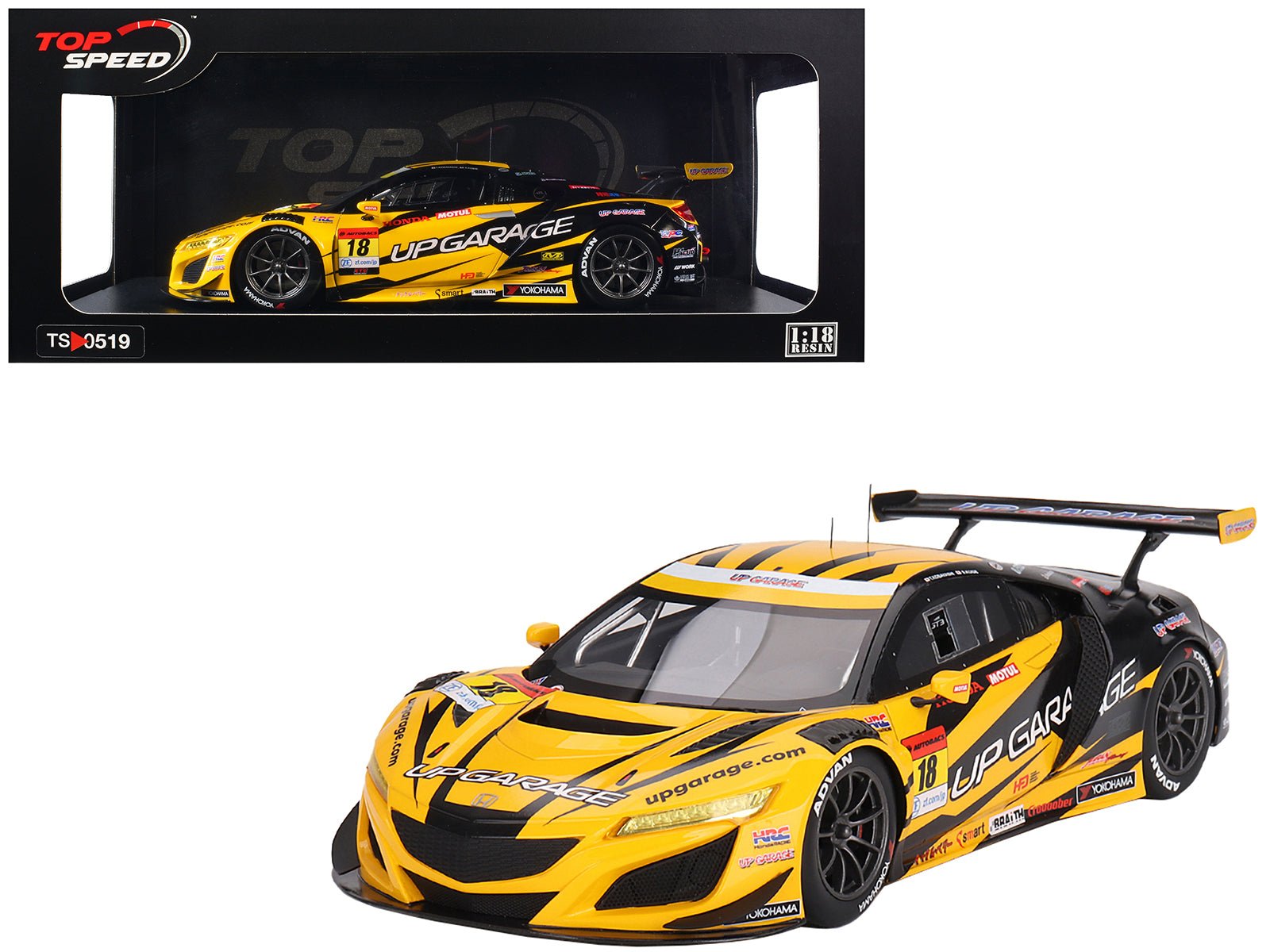 Honda NSX GT3 EVO22 18 Takashi Kobayashi - Syun Koide "Team UpGarage" "Super GT Series" (2023) 1/18 Model Car by Top Speed free shipping USA - Rapid Vehicles