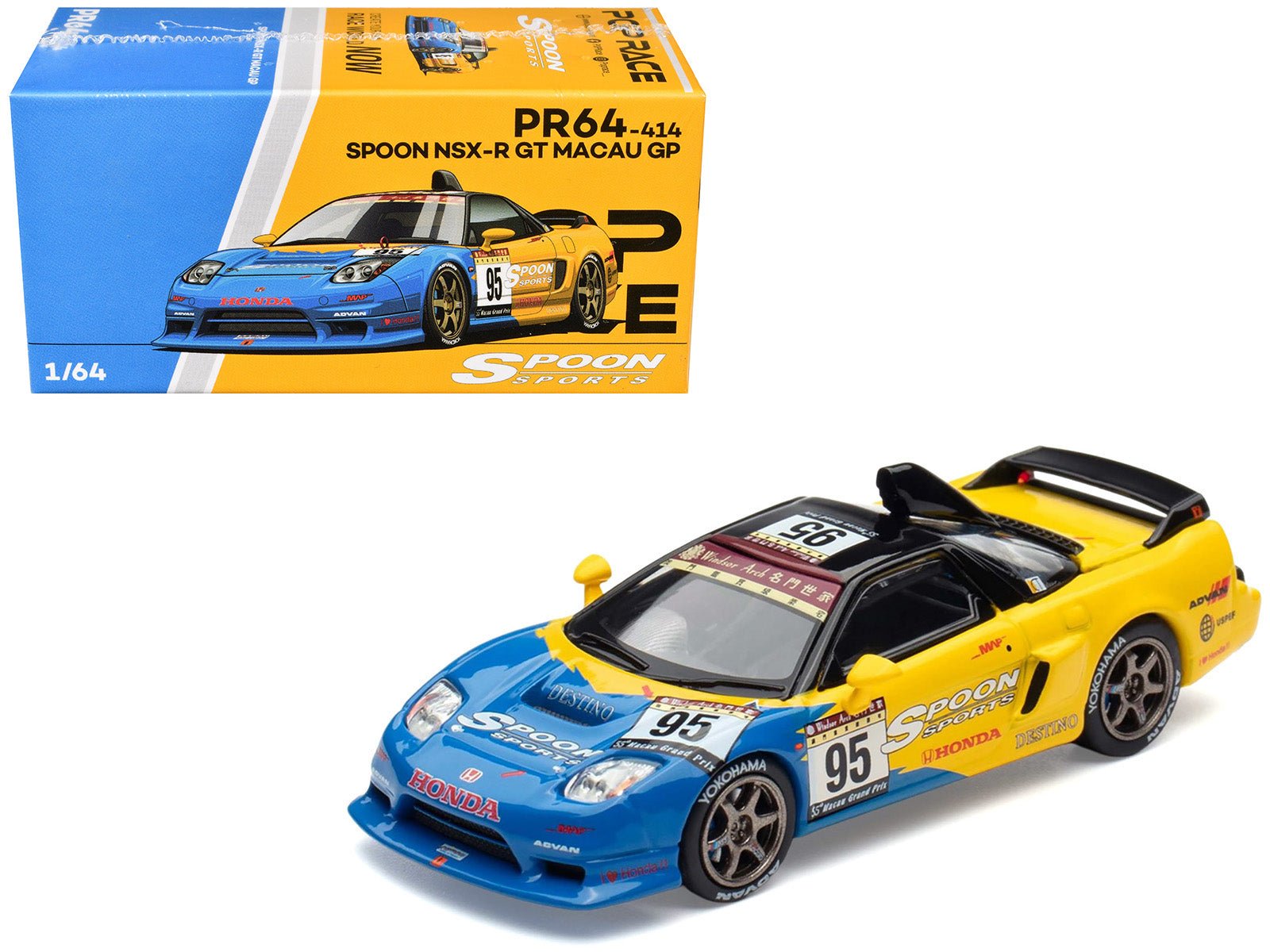 Honda NSX - R GT RHD (Right Hand Drive) 95 Spoon Sports "Macau Cup" "Tokyo Auto Salon - Hong Kong 2025" 1/64 Diecast Model Car by Pop Race free shipping USA - Rapid Vehicles