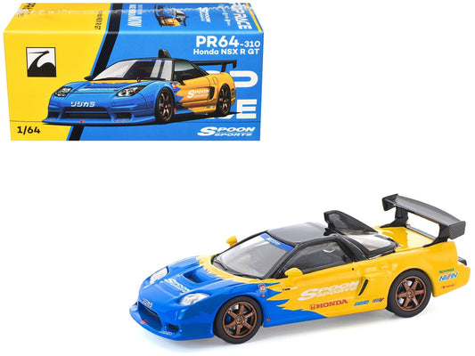 Honda NSX - R GT RHD (Right Hand Drive) "Spoon Sports" Blue and Yellow with Black Top 1/64 Diecast Model Car by Pop Race free shipping USA - Rapid Vehicles