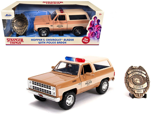 Hopper's Chevrolet Blazer with Police Badge "Hawkins Police Dept." "Stranger Things" (2016) TV Series 1/24 Diecast Model Car by Jada free shipping USA - Rapid Vehicles