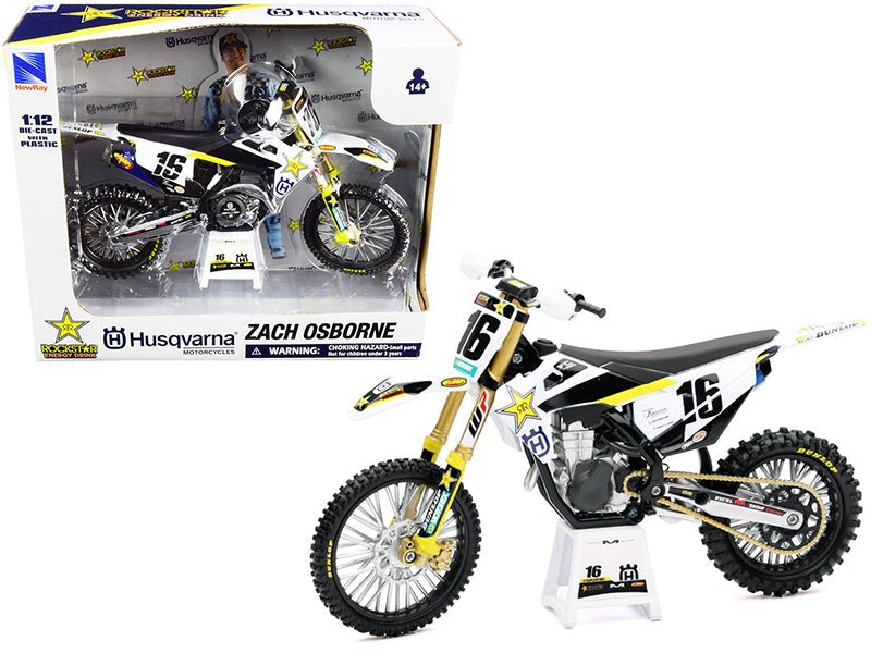 Husqvarna FC450 16 Zach Osborne "Rockstar Energy Drink" 1/12 Diecast Motorcycle Model by New Ray free shipping USA - Rapid Vehicles