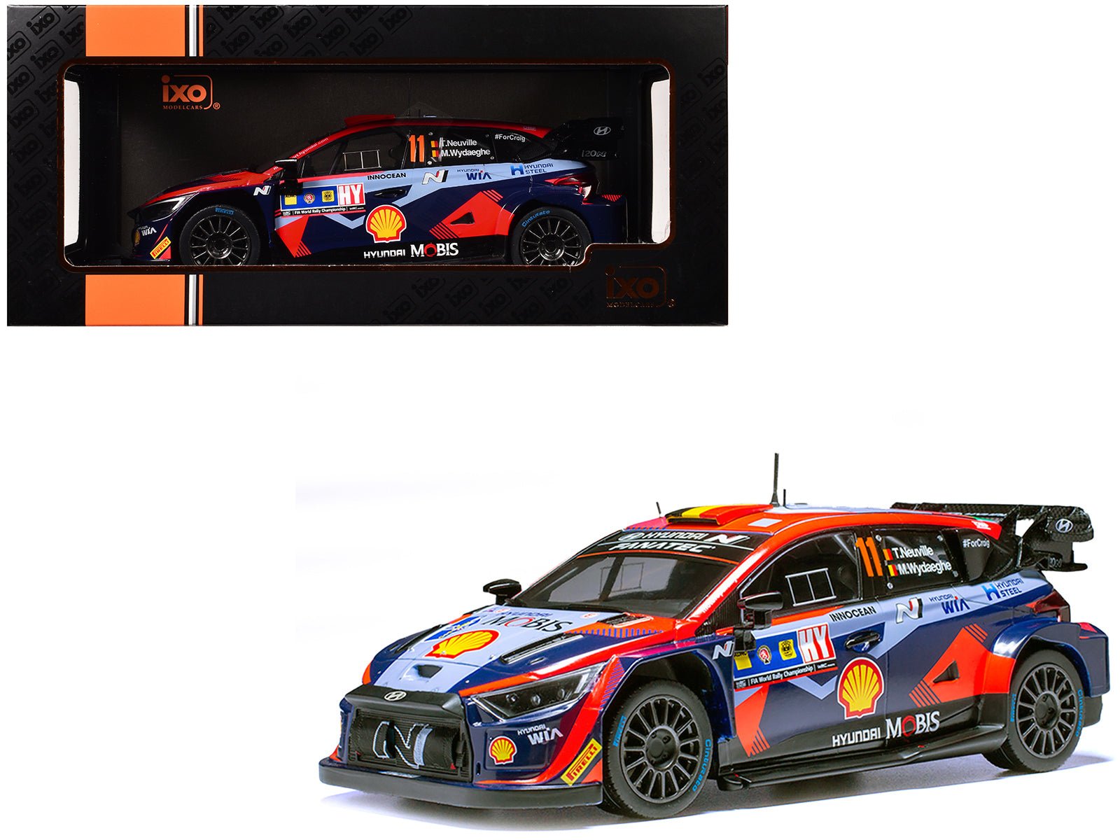Hyundai i20 N Rally1 11 Thierry Neuville - Martijn Wydaeghe Winner "Central European Rally" (2023) 1/18 Diecast Model Car by IXO Models free shipping USA - Rapid Vehicles
