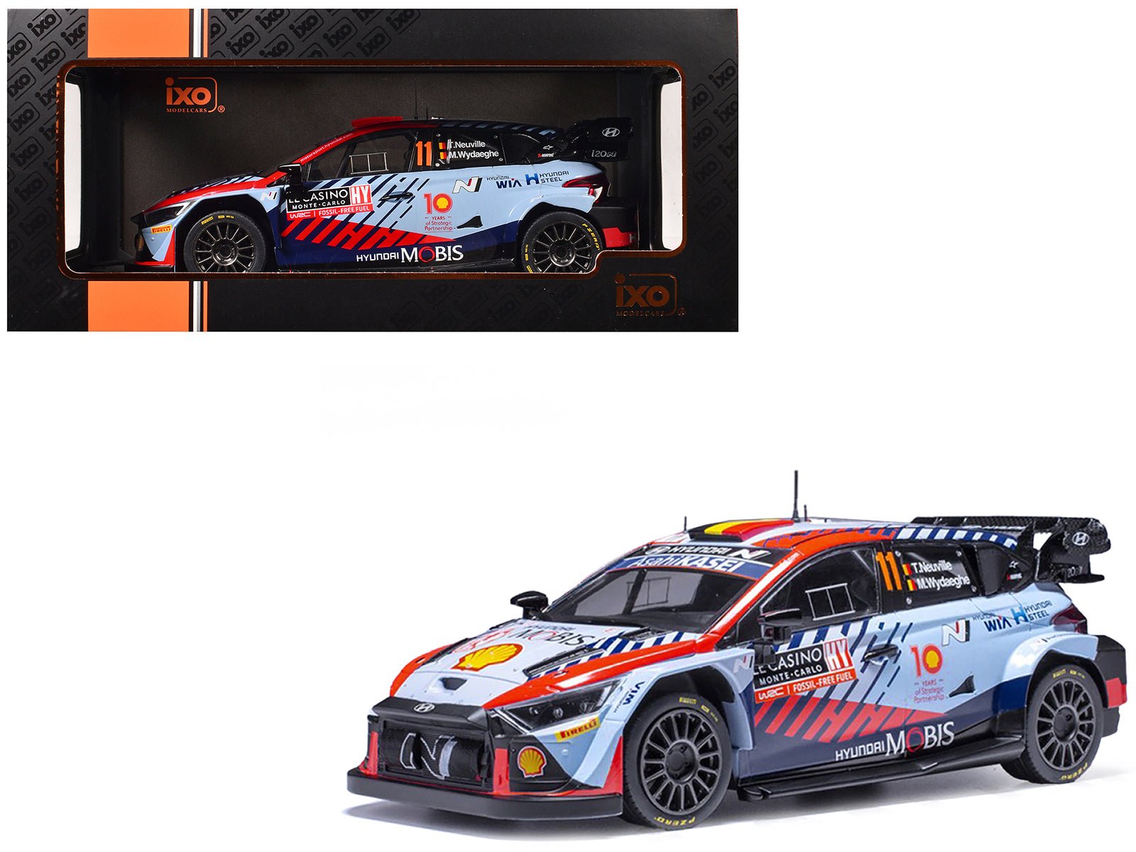 Hyundai i20 N Rally1 11 Thierry Neuville - Martijn Wydaeghe Winner "Rallye Monte - Carlo" (2024) 1/18 Diecast Model Car by IXO Models free shipping USA - Rapid Vehicles
