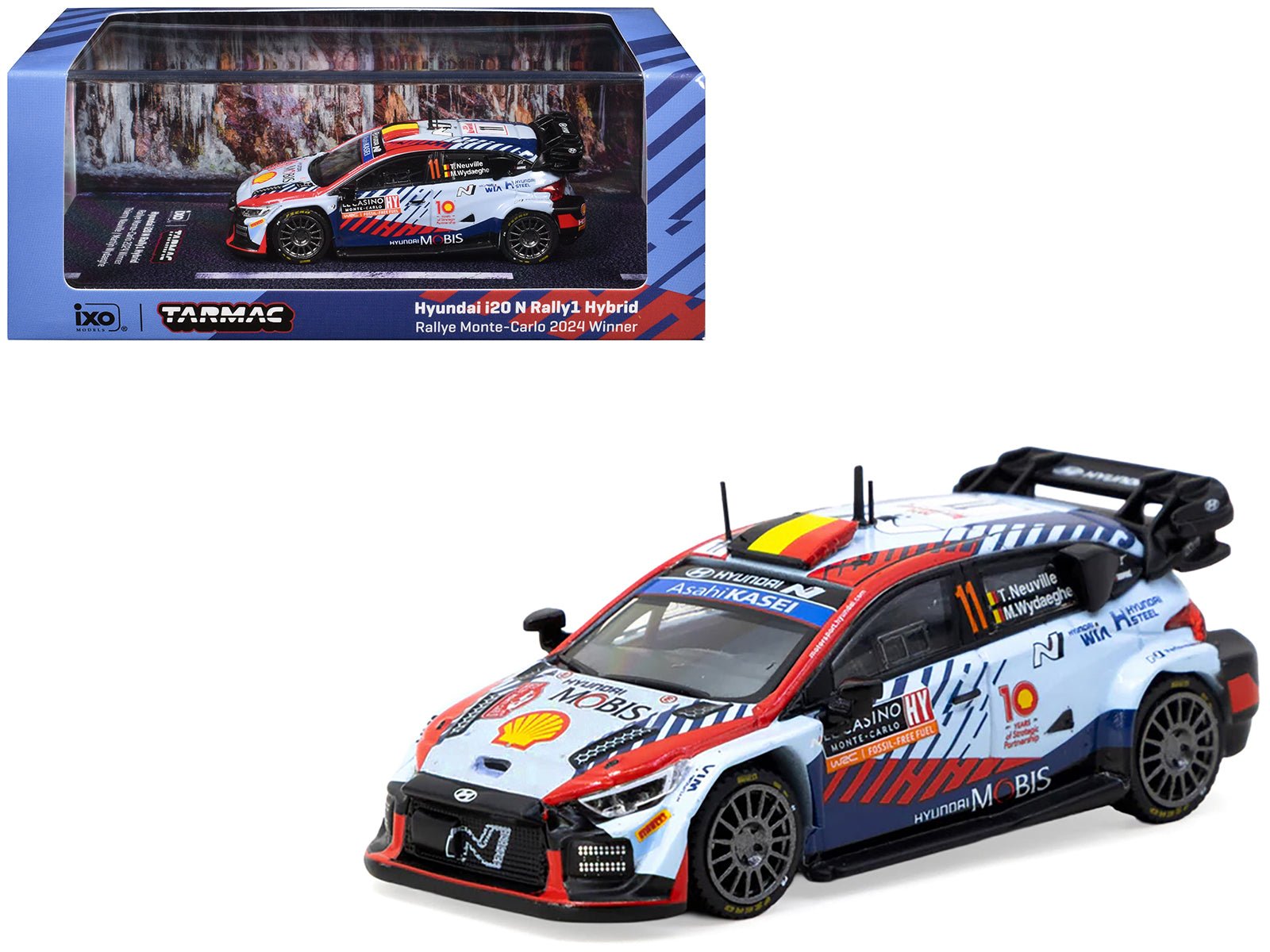 Hyundai i20 N Rally1 Hybrid 11 Thierry Neuville - Martijn Wydaeghe Winner "Rallye Monte - Carlo" (2024) "Hobby64" Series 1/64 Diecast Model by Tarmac Works free shipping USA - Rapid Vehicles