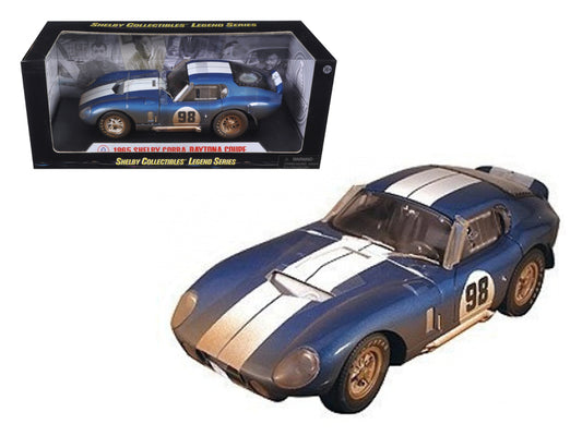 1965 Shelby Cobra Daytona #98 Blue with White Stripes After Race - Premium  from Rapidvehicles - Just $128.99! Shop now at Rapidvehicles