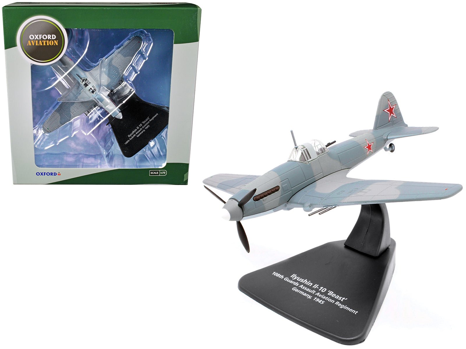 Ilyushin Il-10 "Beast" War Plane 108th Guards Assault Aviation Regiment Germany (1945) "Oxford Aviation" Series 1/72 Diecast Model Airplane by Oxford Diecast free shipping USA - Rapid Vehicles