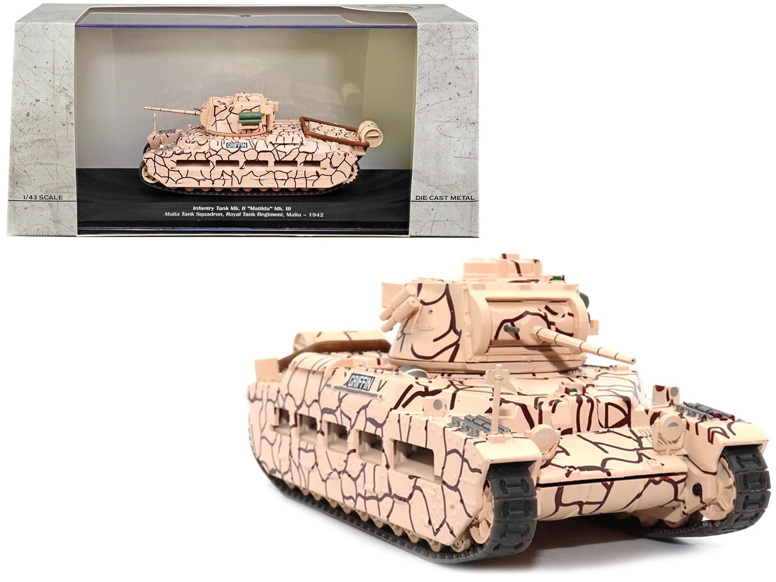 Infantry Tank Mk. II "Matilda" Mk. III "Griffin" "Malta Tank Squadron Royal Tank Regiment Malta 1942" 1/43 Diecast Model by AFVs of WWII free shipping USA - Rapid Vehicles