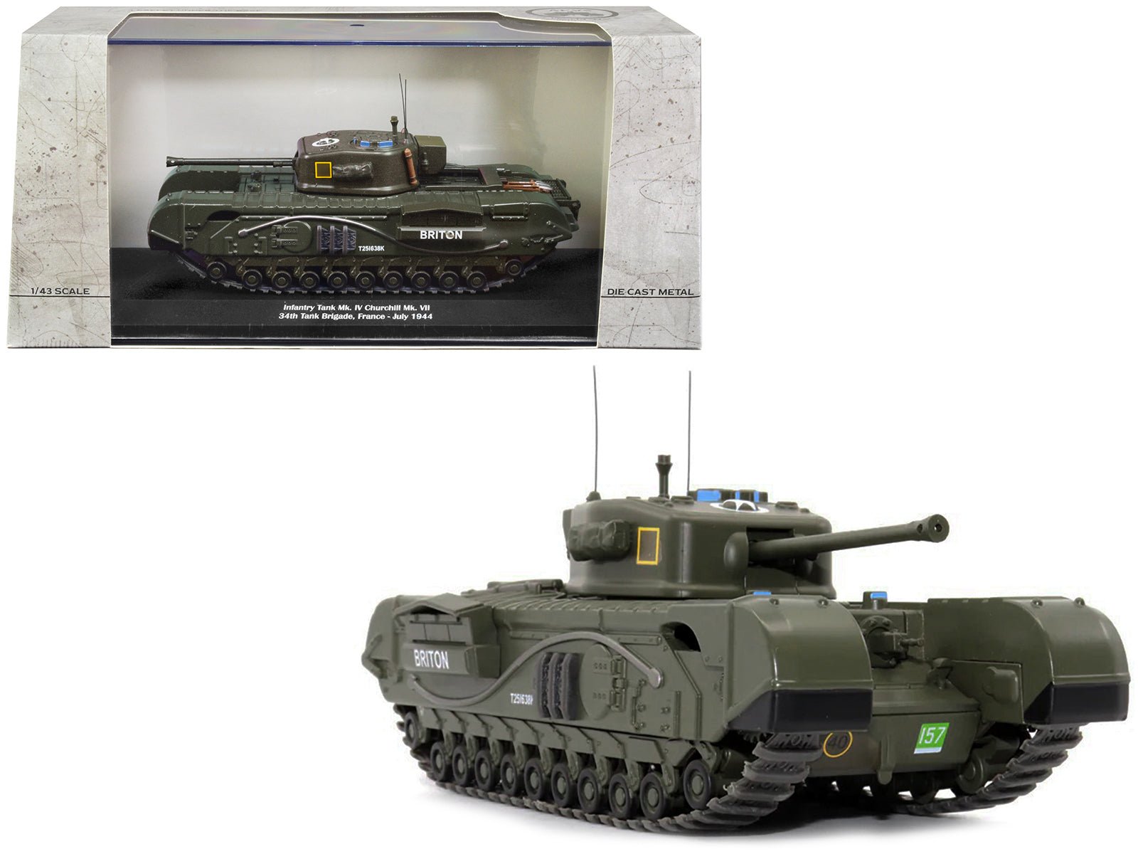 Infantry Tank Mk. IV Churchill Mk. VII "Briton" "UK 34th Tank Brigade France July 1944" 1/43 Diecast Model by AFVs of WWII free shipping USA - Rapid Vehicles