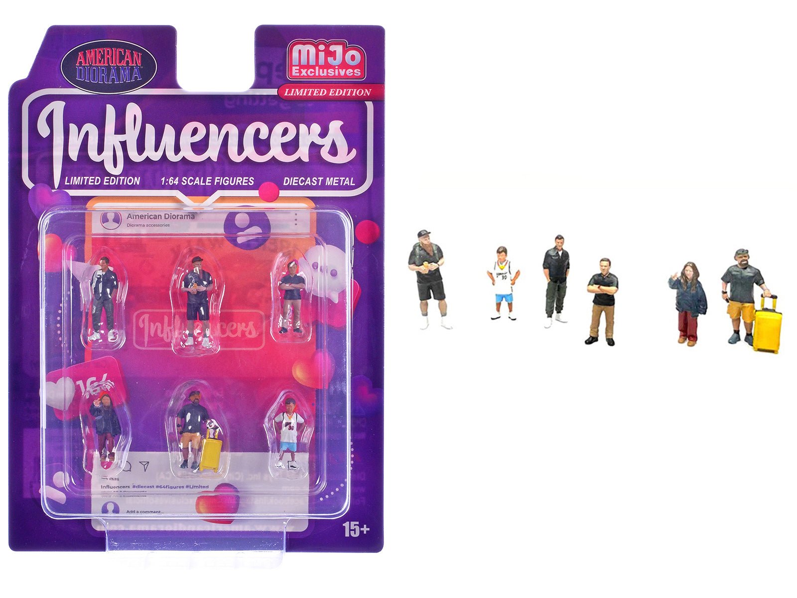 "Influencers" 6 piece Diecast Figure Set Limited Edition for 1/64 Scale Models by American Diorama free shipping USA - Rapid Vehicles