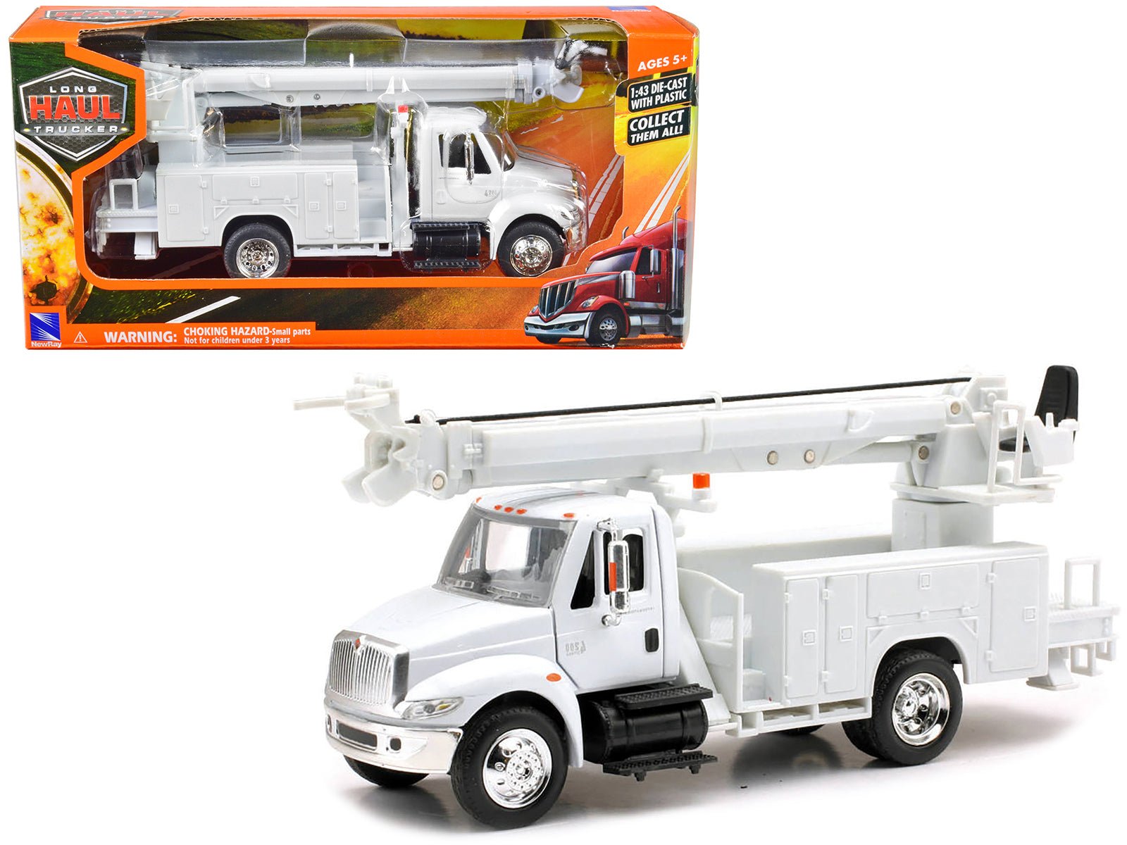 International 4200 Digger Service Truck White "Long Haul Trucker" Series 1/43 Diecast Model by New Ray free shipping USA - Rapid Vehicles