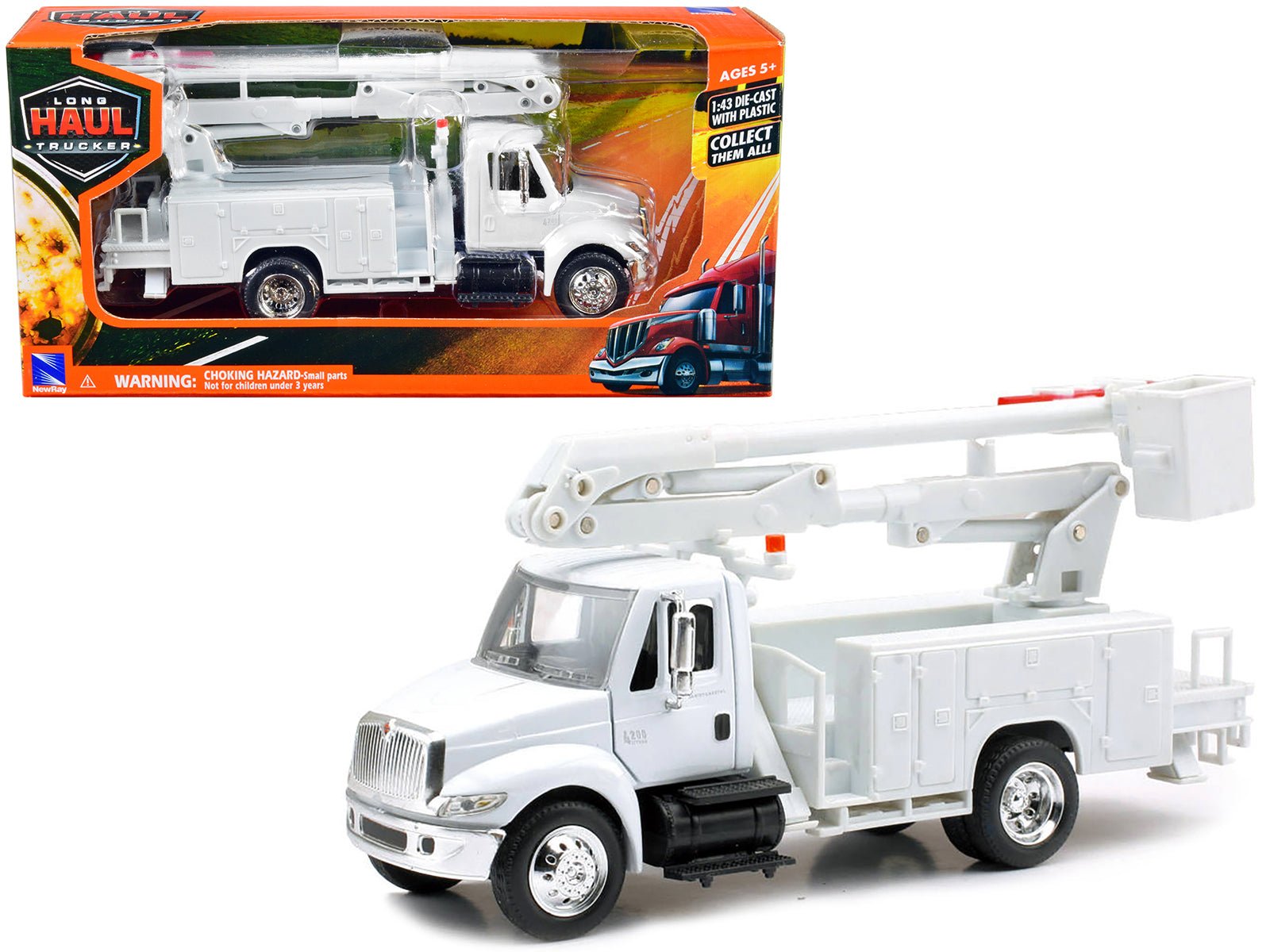 International 4200 Line Maintenance Service Truck White "Long Haul Trucker" Series 1/43 Diecast Model by New Ray free shipping USA - Rapid Vehicles