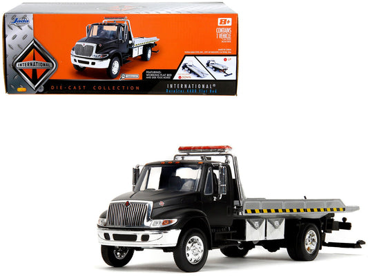 International DuraStar 4400 Flatbed Tow Truck Matt Black 1/24 Diecast Model Car by Jada free shipping USA - Rapid Vehicles