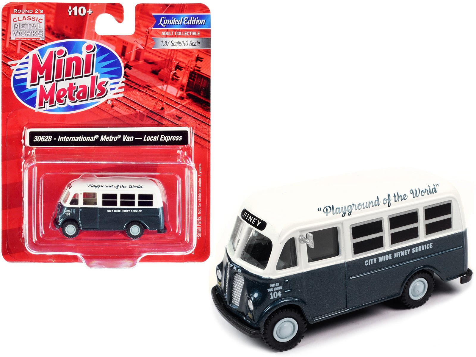 International Metro Van Dark Blue Metallic and White "City Wide Jitney Service" 1/87 (HO) Scale Model Car by Classic Metal Works free shipping USA - Rapid Vehicles
