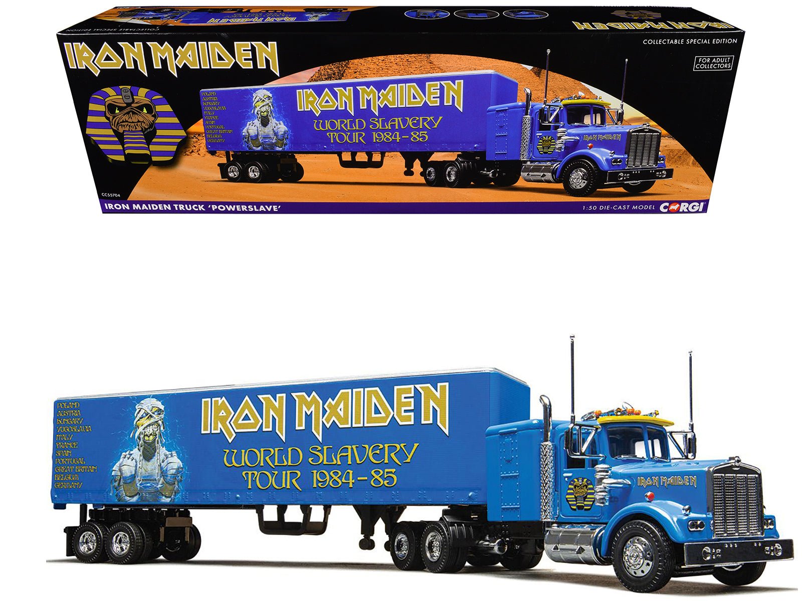Iron Maiden "Powerslave" Transport Truck Blue "World Slavery Tour 1984 - 85" 1/50 Diecast Model by Corgi free shipping USA - Rapid Vehicles