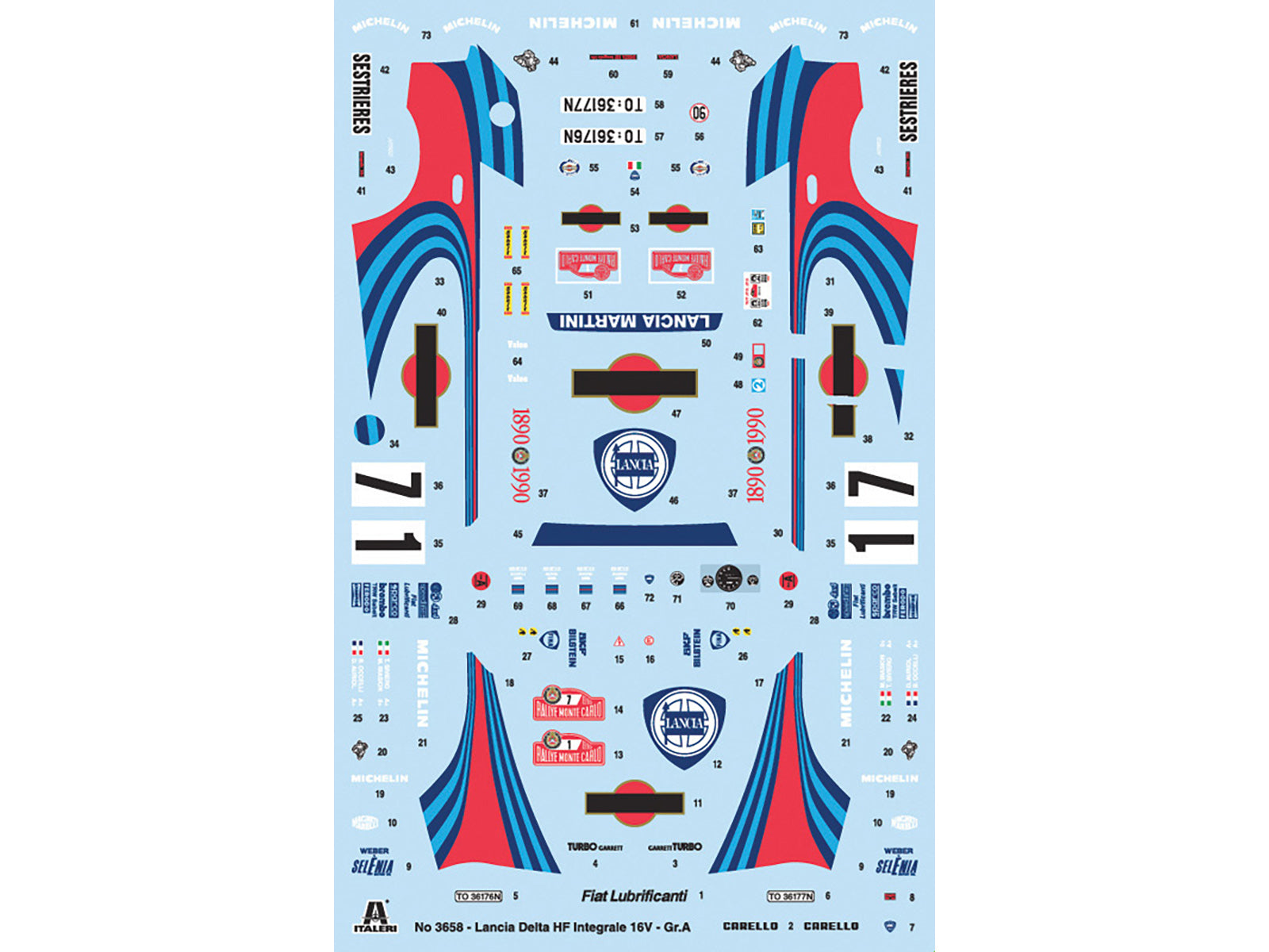 Skill 3 Model Kit Lancia Delta HF Integrale Rallye Monte Carlo (1990) 1/24 Scale Model by Italeri - Premium  from Italeri - Just $86.99! Shop now at Rapidvehicles