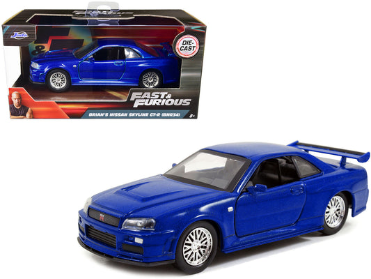 Brian's Nissan Skyline GT-R R34 Blue "Fast & Furious" Movie 1/32 Diecast Car Model by Jada free shipping USA