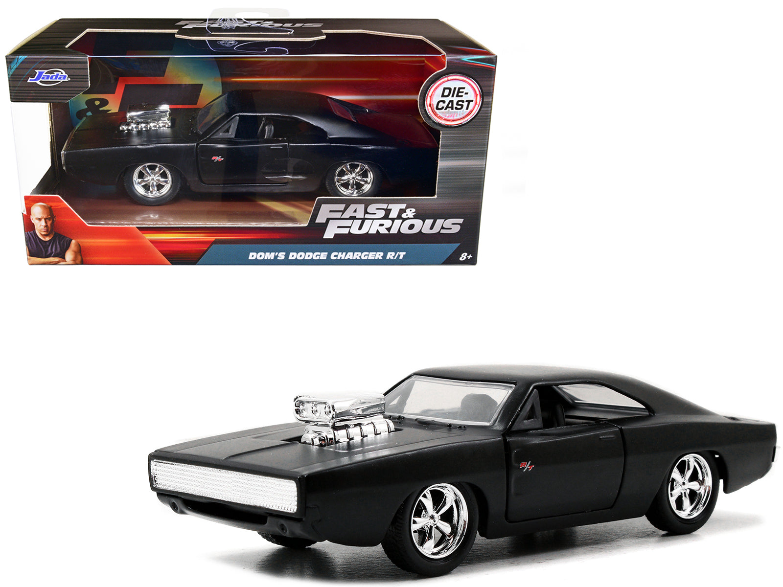 Dom's Dodge Charger R/T Matt Black "Fast & Furious" Movie 1/32 Diecast Model Car by Jada free shipping USA